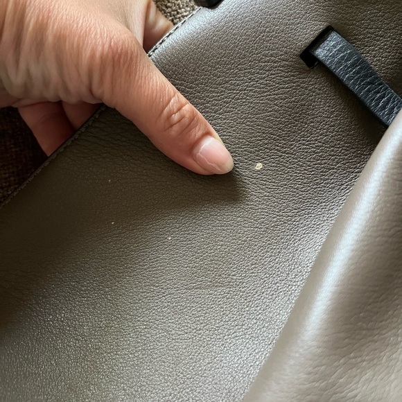 Michael Kors Gray/ Brown Leather Bucket Bag with Drawstring & Shoulder S… - Picture 4 of 11